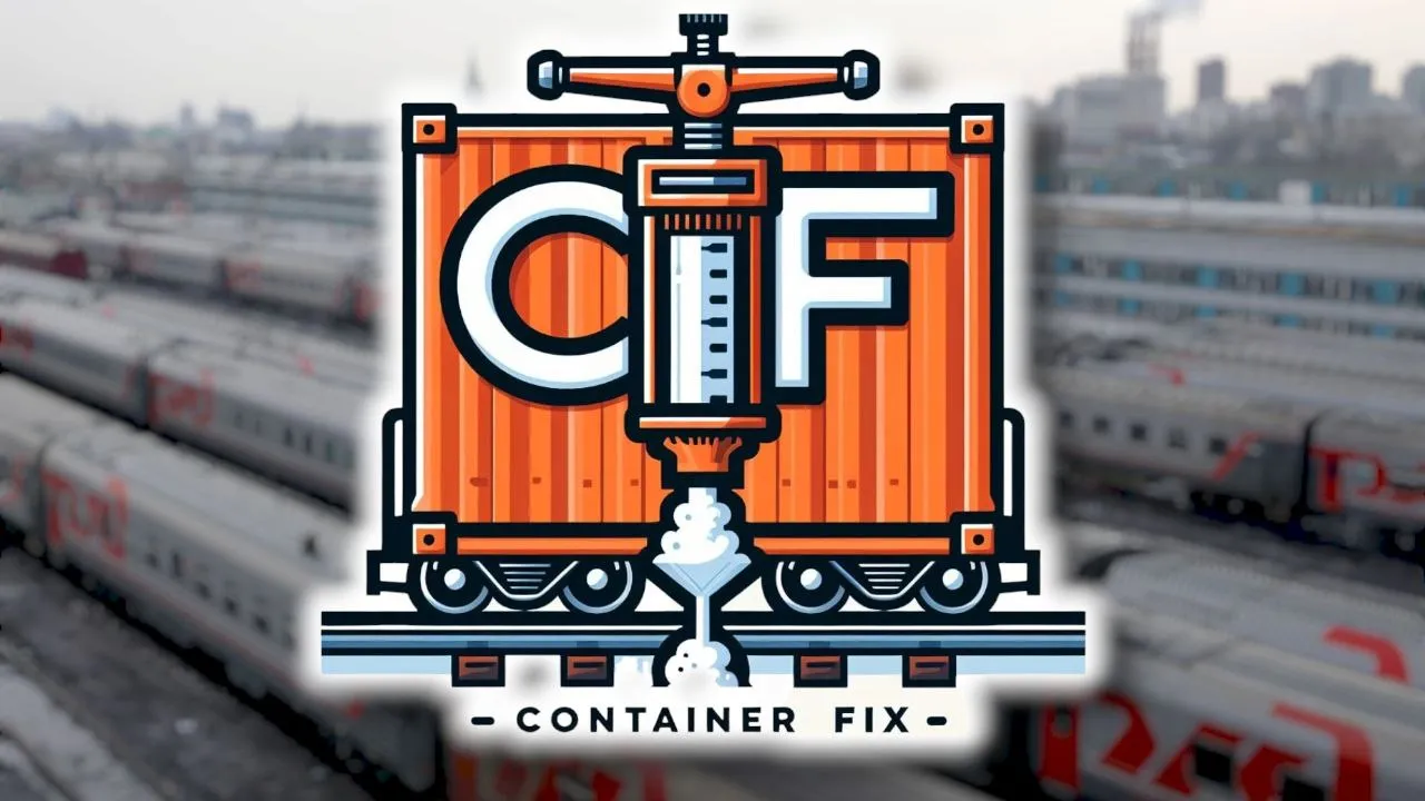 Alternative Container Fix logo concept with RZD railway branding
