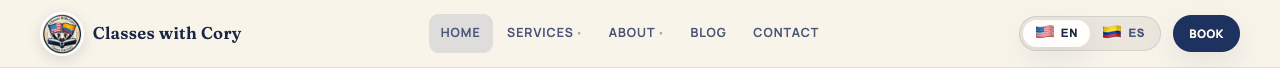 Site header with English language active