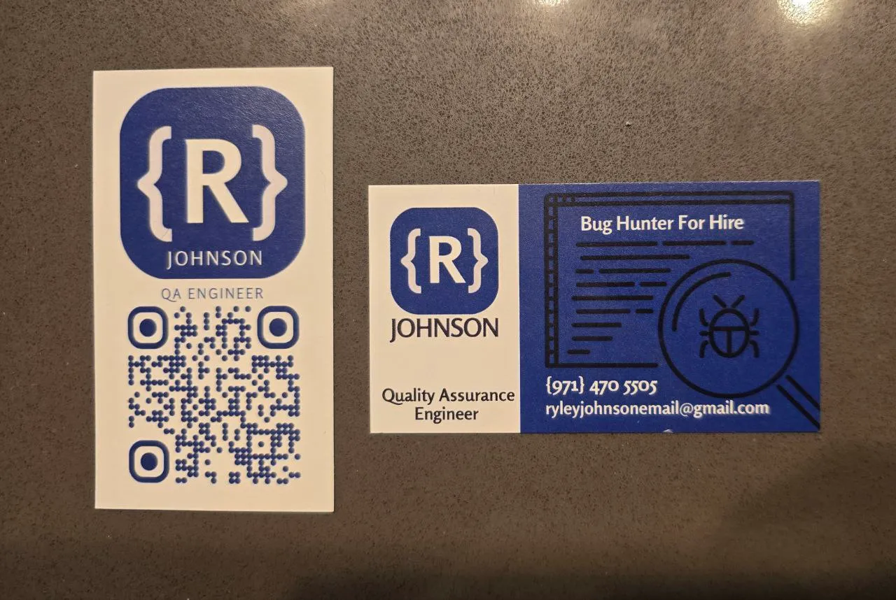 Business card front and back photo