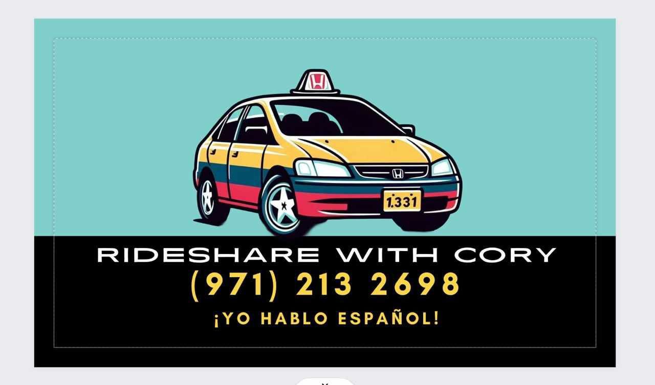 Rideshare with Cory business card front
